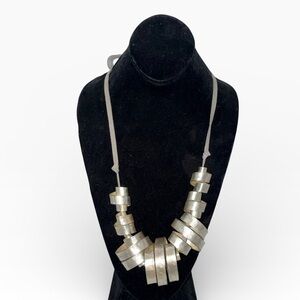 Modern Statement Necklace w Spiraled Metal Elements